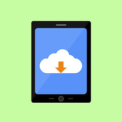 Image showing Flat style touch pad with cloud uploading