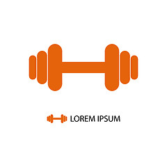 Image showing Orange dumbbell as logo  on white