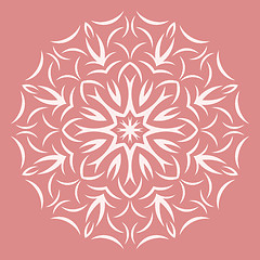 Image showing Round white flower pattern on pink background