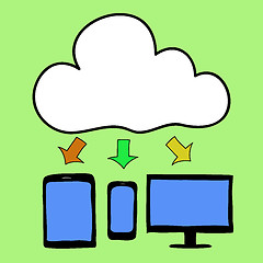 Image showing Cartoon style cloud computing