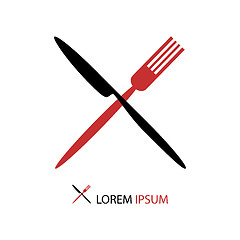 Image showing Crossed black and red flatware