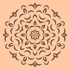 Image showing Round brown flower pattern on beige background