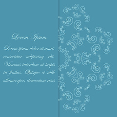 Image showing Blue card design with ornate flower pattern