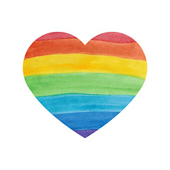 Image showing Water color textured rainbow heart