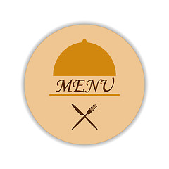 Image showing Restaurant label with cloche and flatware