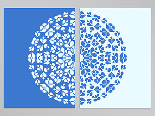 Image showing Blue and white flyer design with round pattern