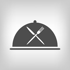 Image showing Restaurant icon with grey cloche and flatware