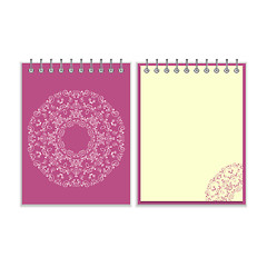 Image showing Purple cover notebook with round ornate pattern