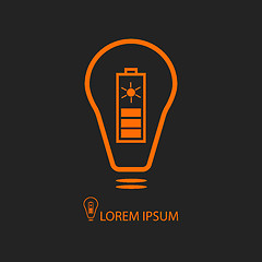 Image showing Orange bulb with solar battery on black
