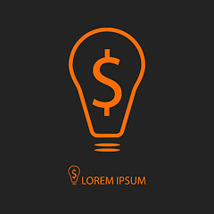 Image showing Orange bulb with dollar on black