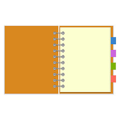 Image showing Blank spiral notebook with colorful bookmarks