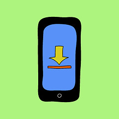 Image showing Doodle style phone with uploading sign