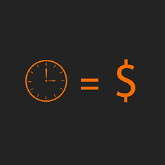 Image showing Time is money. Orange on black