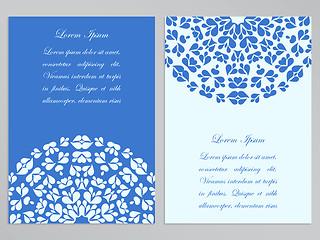 Image showing Blue and white flyer design with round pattern