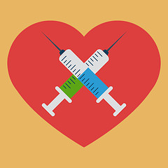 Image showing Heart with crossed syringes