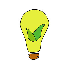 Image showing Doodle style bulb with leaves as eco energy symbol