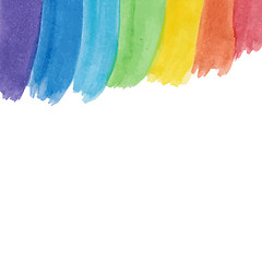 Image showing White background with water color rainbow