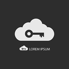 Image showing White cloud with key on dark grey