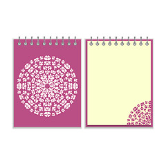 Image showing Purple cover notebook with round pattern