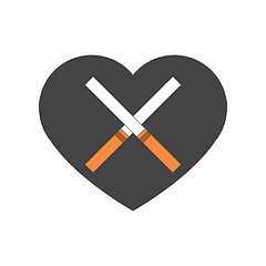 Image showing Heart with crossed cigarettes 