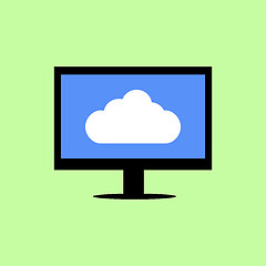 Image showing Flat style computer with cloud 