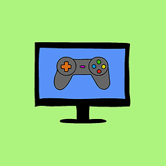 Image showing Doodle style computer with gamepad