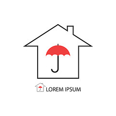 Image showing House with red umbrella