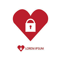 Image showing Red heart with lock logo