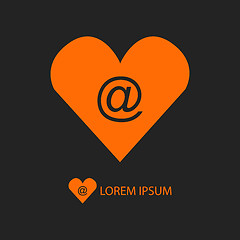 Image showing Orange love mail symbol on black