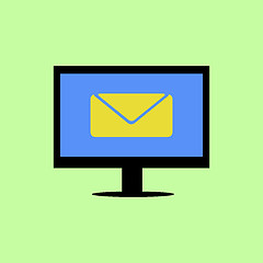 Image showing Flat style computer with mail icon