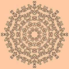 Image showing Round brown ornate pattern on beige background