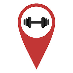 Image showing Red geo pin with dumbbell