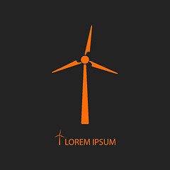 Image showing Orange wind turbine on black