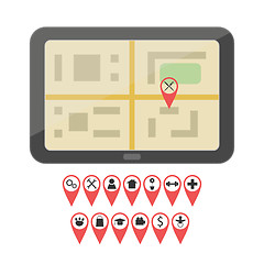 Image showing GPS device with geo pin icons