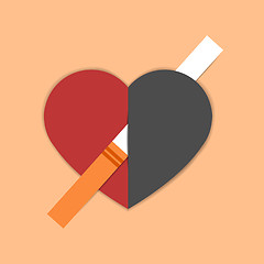 Image showing Heart pierced with cigarette