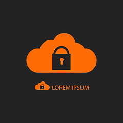 Image showing Orange cloud with lock on black