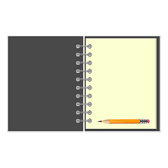 Image showing Blank grey cover notebook and pencil