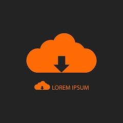 Image showing Orange cloud with uploading sign as logo on black