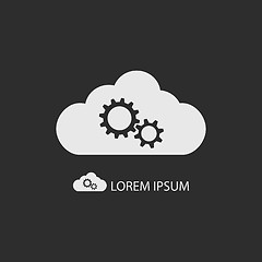 Image showing White cloud with gear wheels on dark grey background