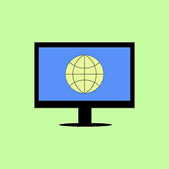 Image showing Flat style computer with internet icon