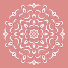 Image showing Round white flower pattern on pink background