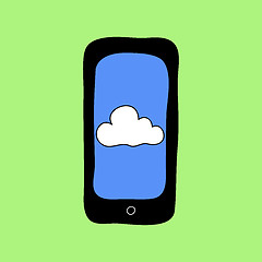 Image showing Doodle style phone with cloud