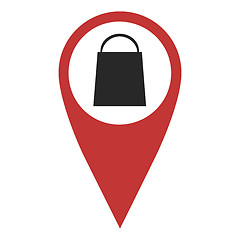 Image showing Red geo pin with shopping bag