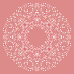Image showing Round lacy pattern on pink background