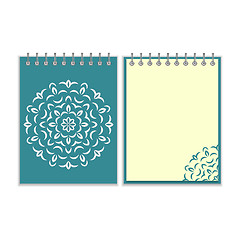 Image showing Spiral blue cover notebook with round ornate pattern