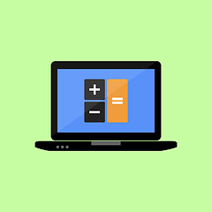 Image showing Latop with calculator icon