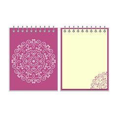 Image showing Purple cover notebook with round floral pattern