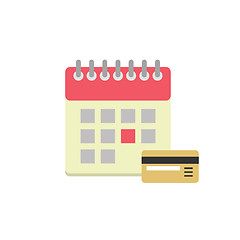 Image showing Flat style calendar icon with bank card