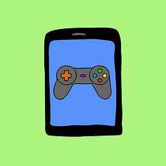 Image showing Doodle style tablet PC with gamepad