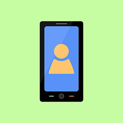 Image showing Flat style smart phone with person icon